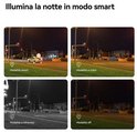 Vier afbeeldingen tonen de nachtmodus van de camera: smart, kleurennachtzicht, infrarood en uit.