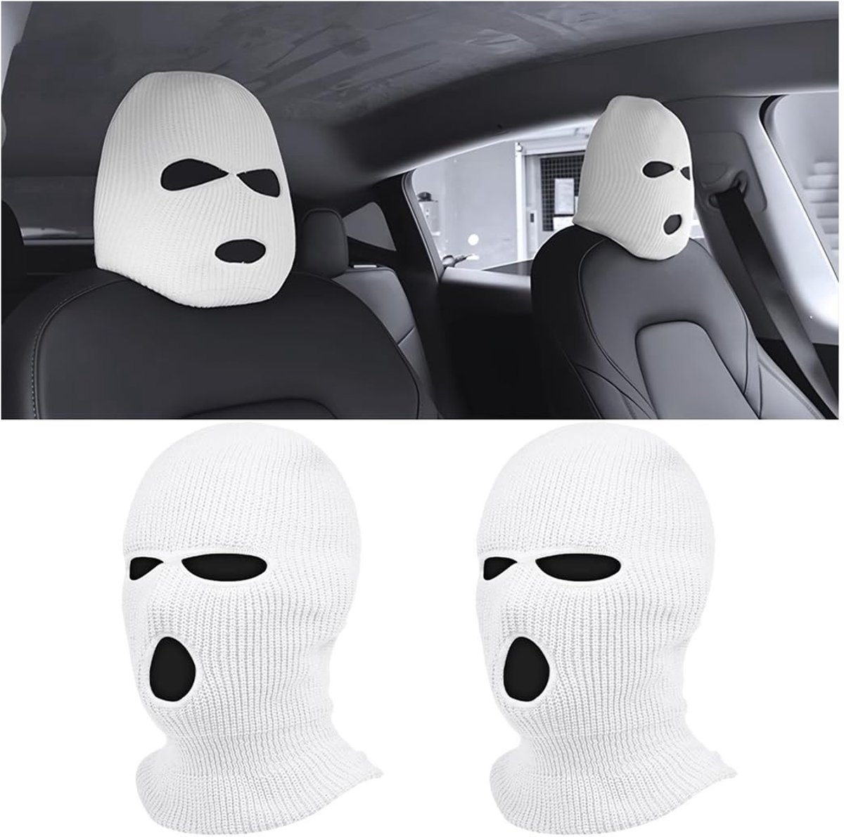 Dailygoods - Dailygoody - Gepersonaliseerde hoofdsteunhoezen - Ademend en wasbaar - Wit - Stofdicht voor auto en camper - 2 stuks
