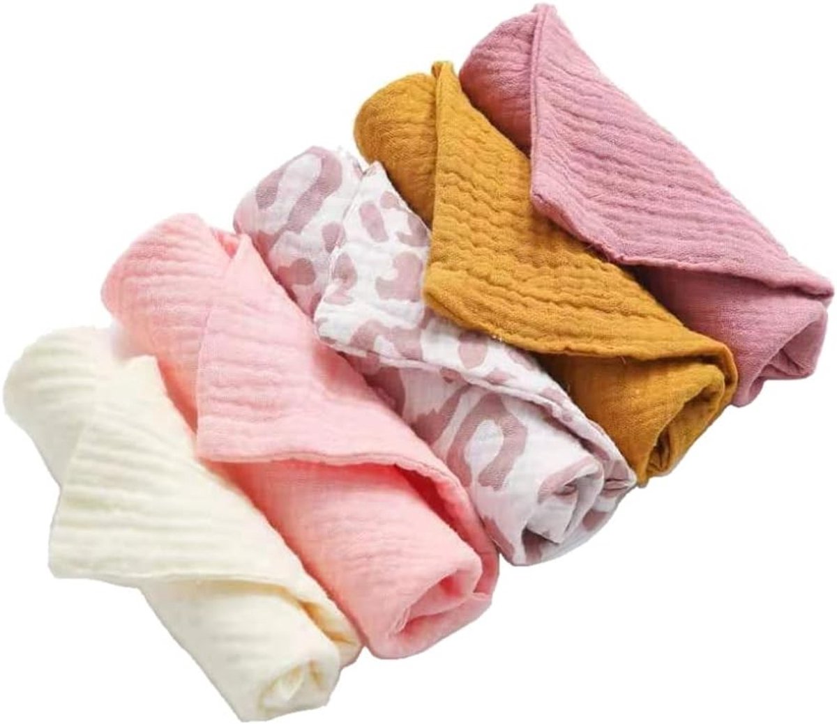 Zachte Muslin Babydoeken Set van 5, 23 x 23 cm, Ademend, Hypoallergeen en Veelzijdig Gebruik