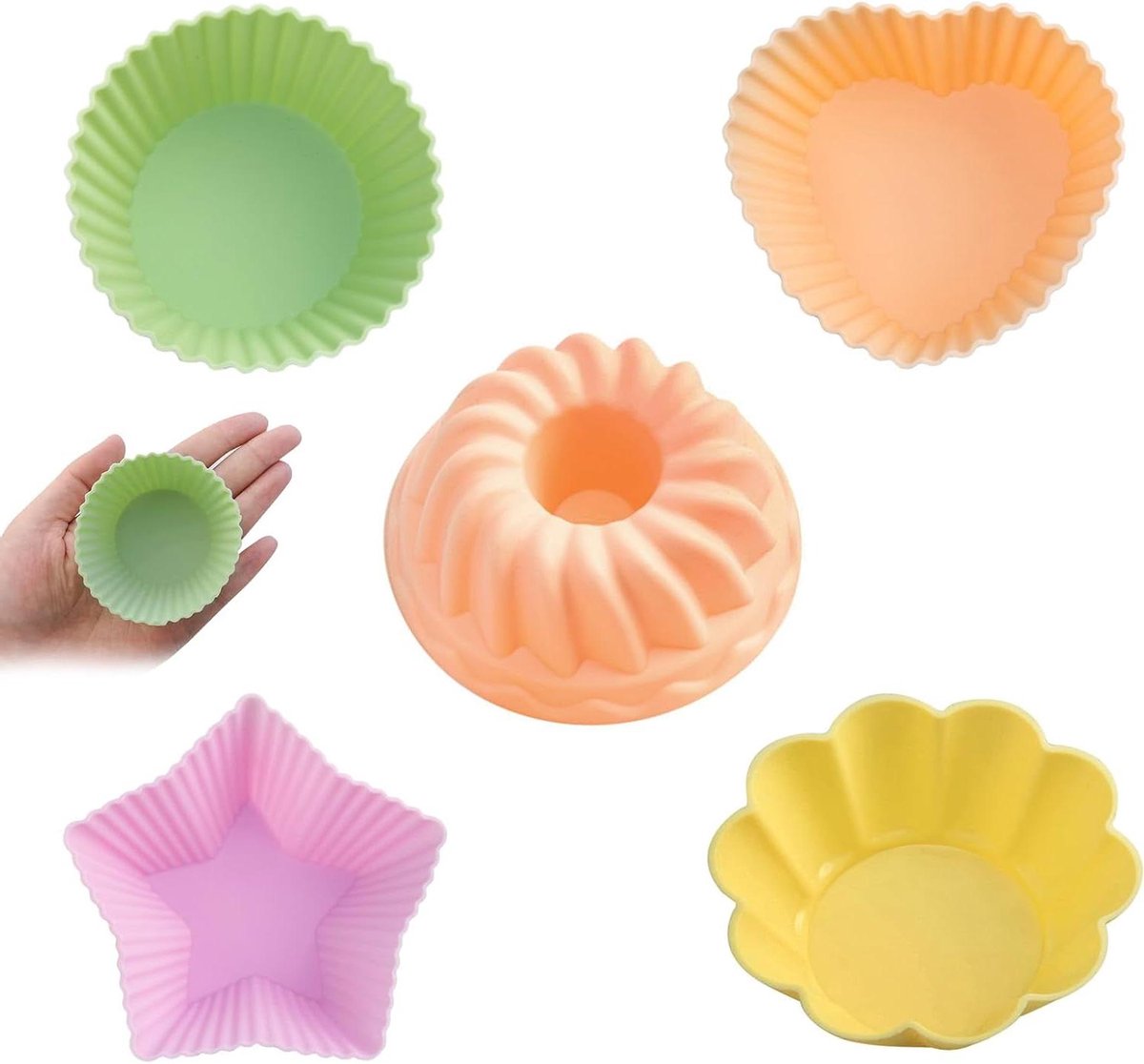 Bakvormen Set - Muffin Hulzen - Taarten Bakken - Herbruikbaar Materiaal - 5 Stuks - Multicolor