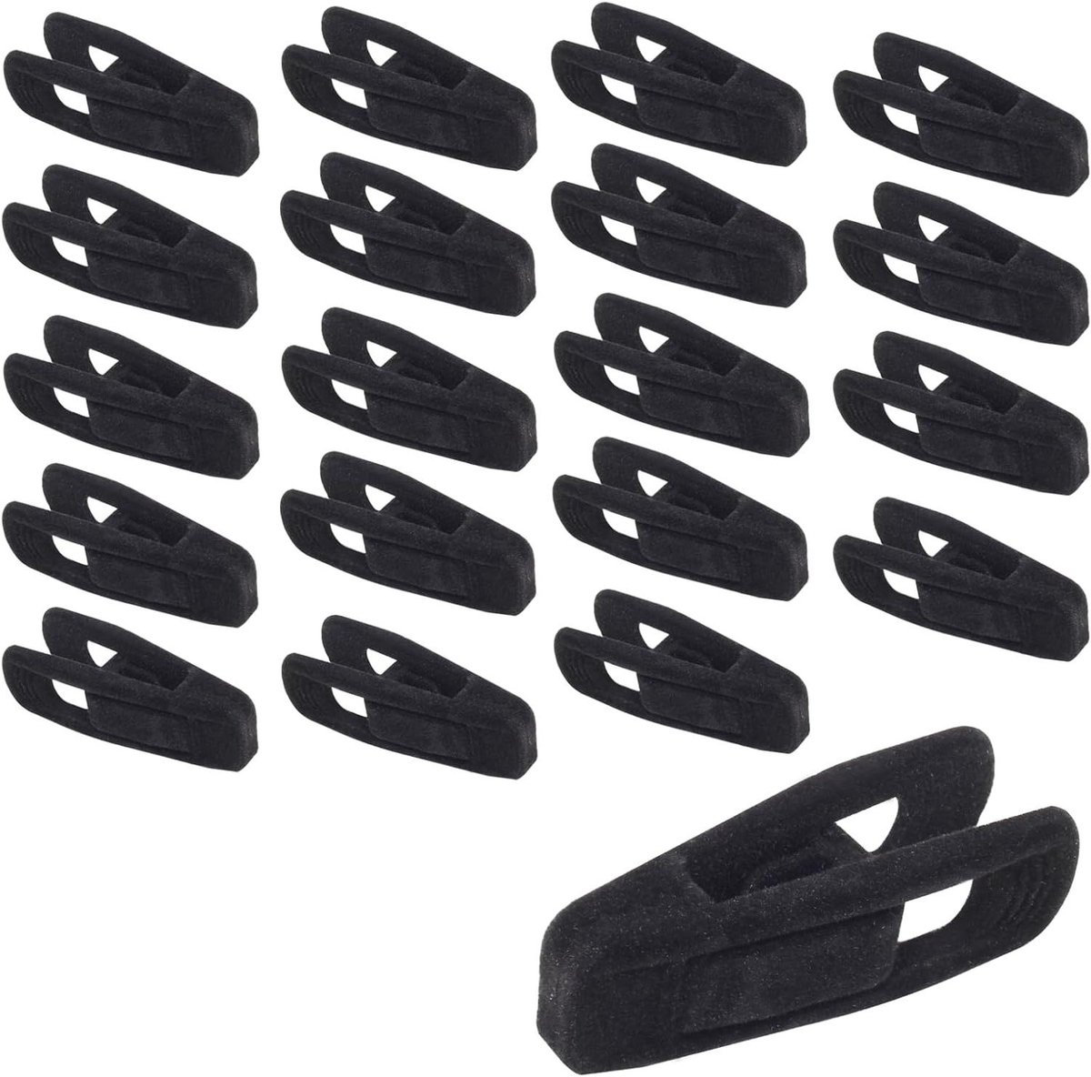 Fluwelen Hanger Clips - Kleding Clips - Garderobe Organiseren - Zachte Grip - 20 Stuks - Zwart