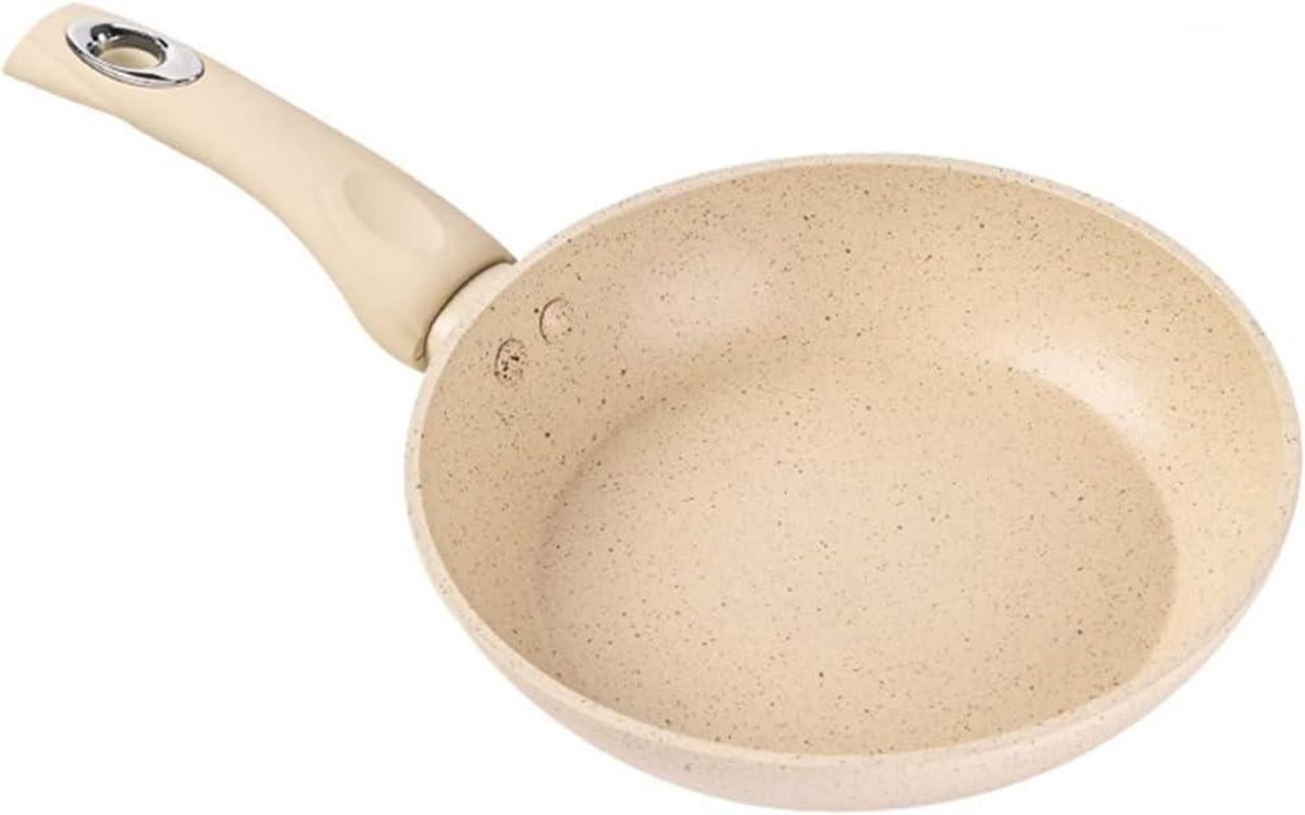 Koekenpan - Koekenpan Keukengerei - Koken op Inductie - Gelijkmatige Temperatuur - 28 cm - Wit