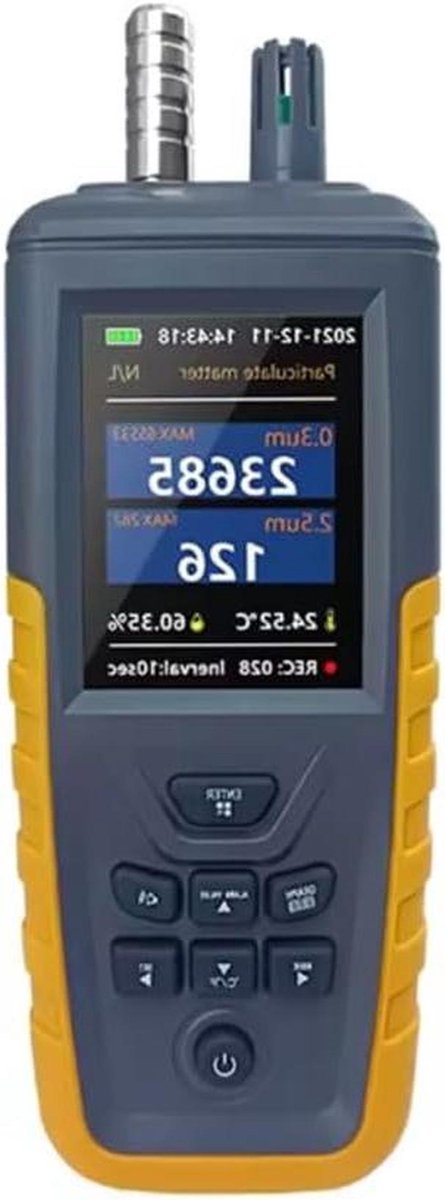 Luchtkwaliteit Monitor - Stofmeter - Omgeving Meten - Meerkanaals PM2.5/10 - 222 x 80 x 46 mm - Zwart