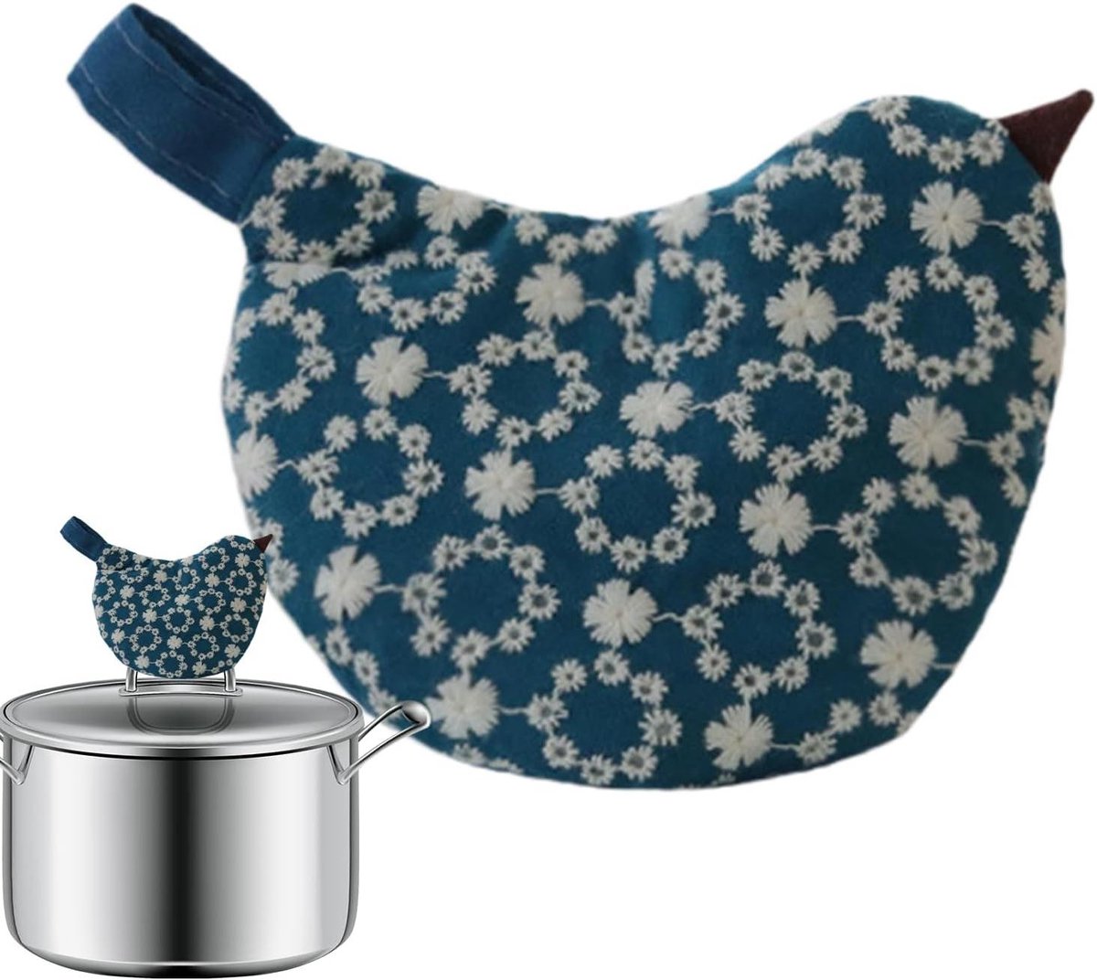 Pannengreep Beschermer - Hittebestendige Greep - Veilig Koken - Vogelontwerp - 11x9cm - Blauw