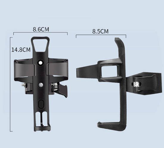 Bekerhouder - Bidonhouder voor op de fiets - Universele bekerhouder - Fleshouder - 14,8 x 8,6 x 8,5 cm - Lichtgewicht - Valbestendig - Geschikt voor dagelijks woon-werkverkeer, offroad-ritten, langeafstandsfietstochten en mountainbiken - Zwart — afbeelding 2