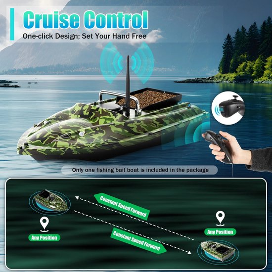 Voerboot - Bait Boat - Visvoerboot - Karper Vissen - Vissen - Met Afstandsbediening - 5200 mAh - Zwart van Merkloos — afbeelding 2