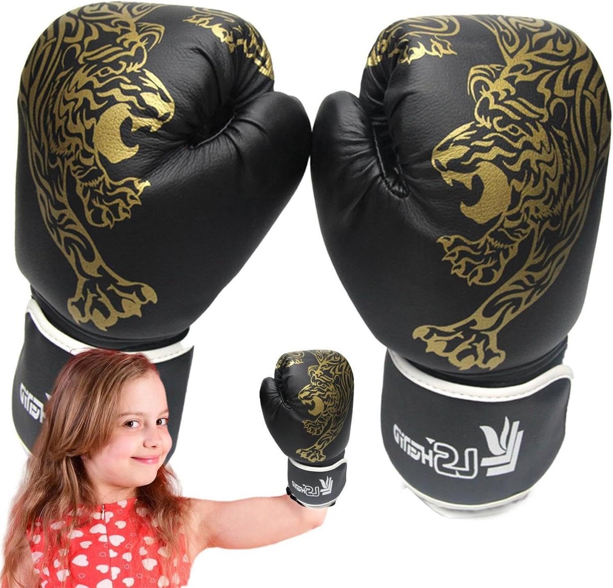 Bokshandschoenen Kinderen - Trainingshandschoenen Vechtsport - Sport Training - Verstelbare Polsband - Uniseks - Zwart