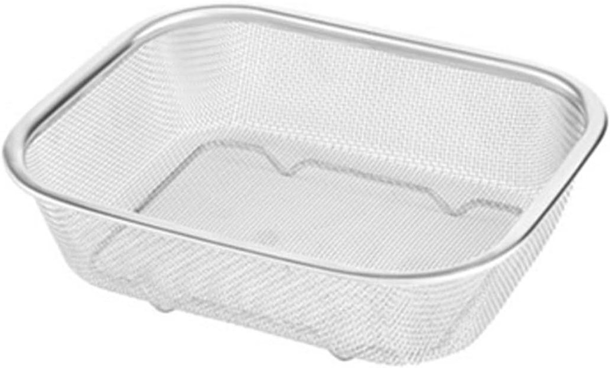 Frietmandje Vierkant - Vergiet Staal - Frituren en Zeven - Fijne Mazen - Large - Zilver