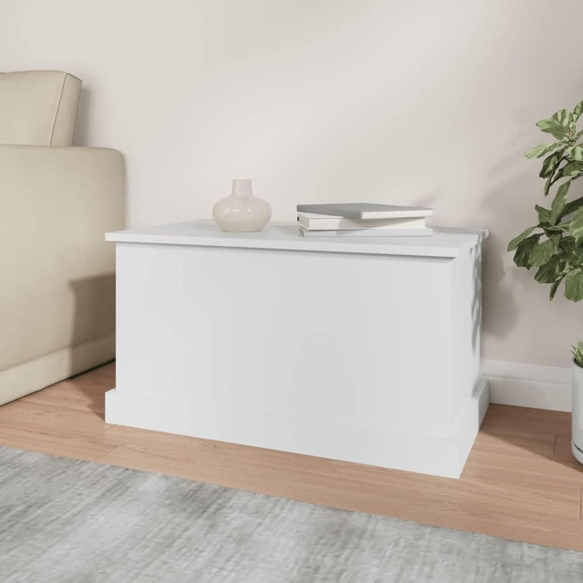 Opbergkist - Speelgoedkist - Ruimte Organiseren - Praktisch Deksel - 70x40x38cm - Wit
