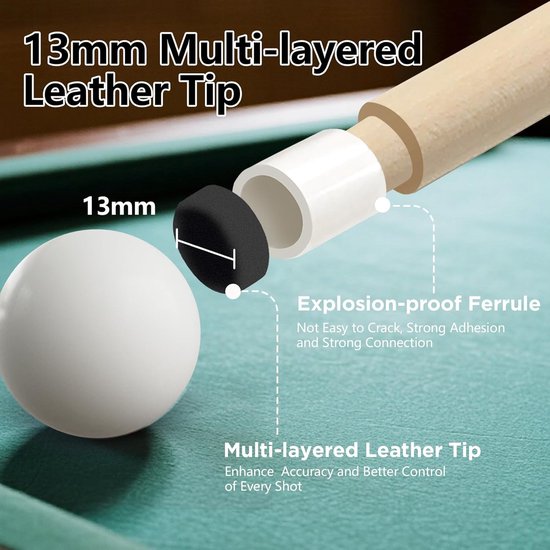 Biljartkeu - Pool Keu - Poolen Spelen - Esdoornhout Constructie - 147 cm - Paars — afbeelding 4