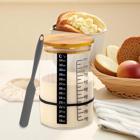 Fermentatie Pot - Yoghurt Starter - Brood Bakken - Met Thermometer - 900 ml - Natuurlijk — afbeelding 2