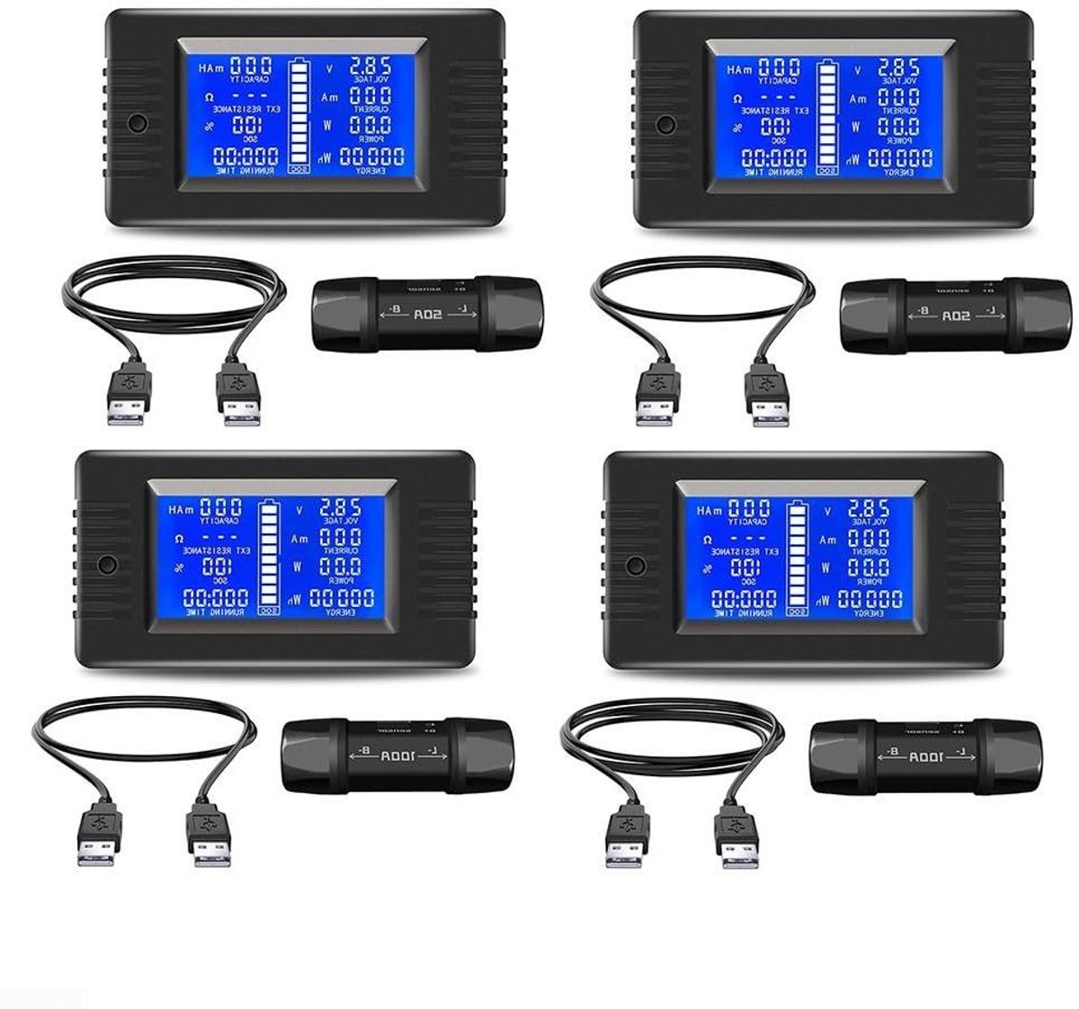 Batterij Tester - Capaciteit Meter - Accu Onderhoud - Multi Parameter Display - DC 120V - Zwart