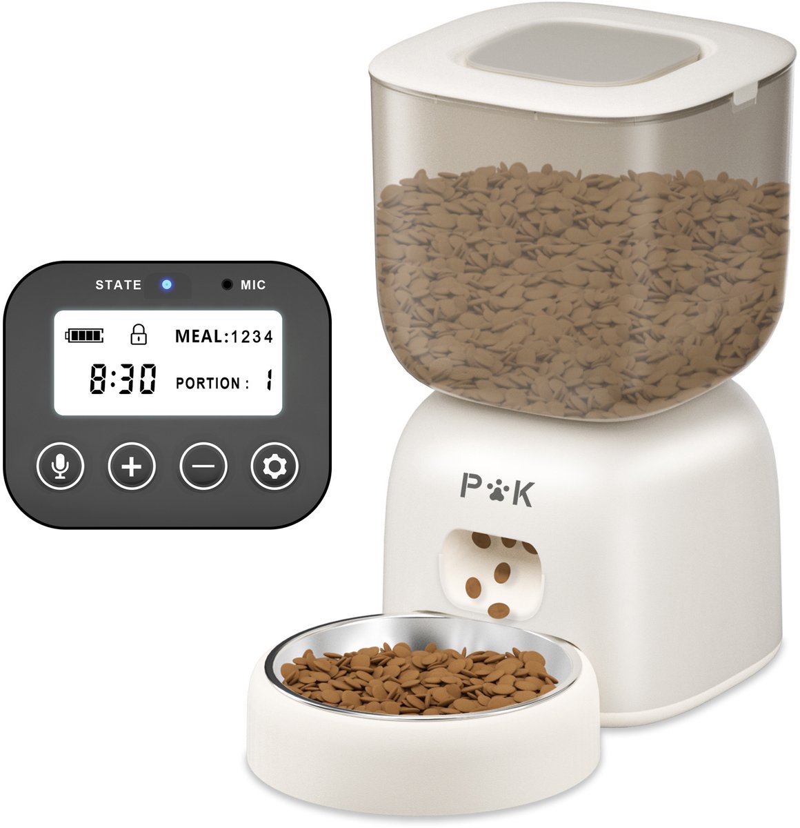 Balimo Automatische Voerbak Kat en Hond - Voerdispenser - Voerinhoud 3L - Voerautomaat - Voerautomaat Dispenser - Wit