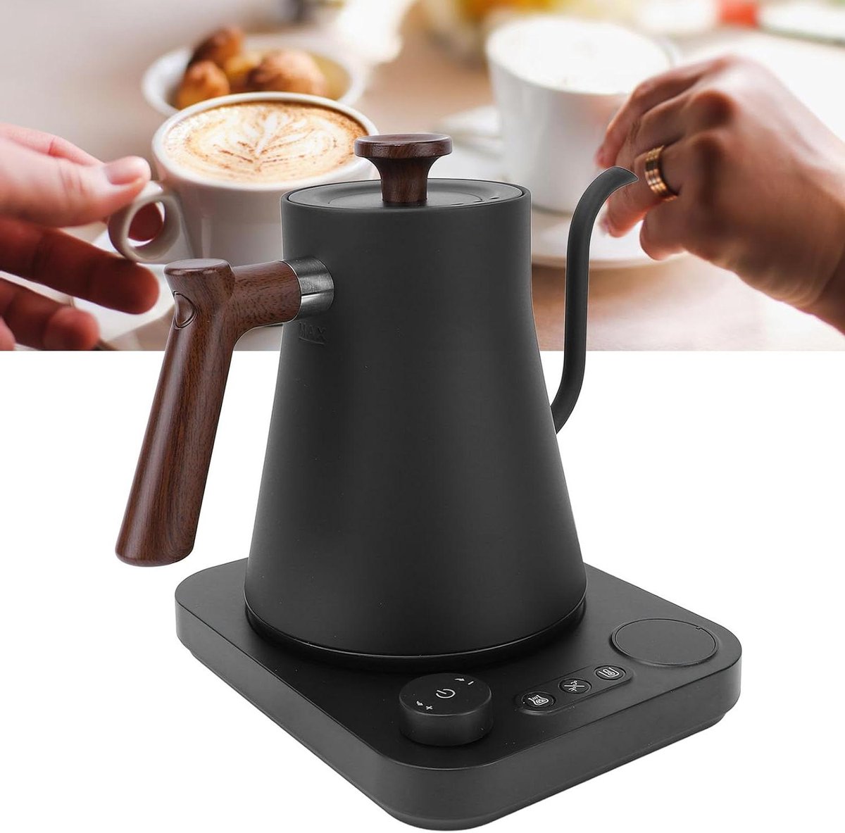 Elektrische Waterkoker - Theepot Zwanenhals - Precisie Koffie Zetten - Instelbare Temperatuur - 900 ml - Zwart