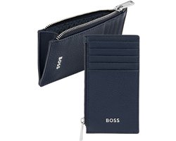 HUGO BOSS Leren kaarthouder Classic Grained Cardholder With Zip Navy donkerblauw