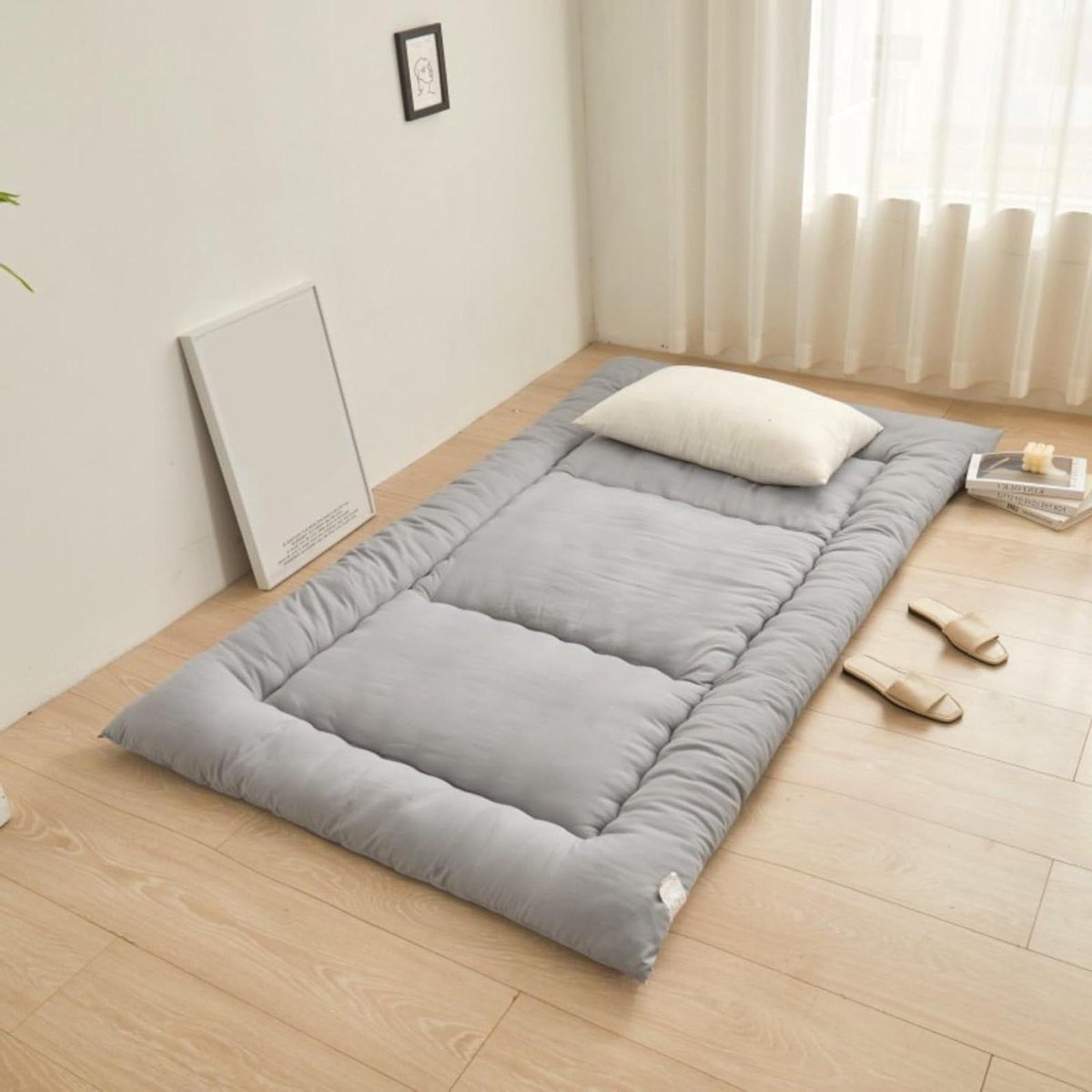 Opvouwbare Matras - Vloerbed - Comfortabel Slapen - Geborstelde Stof - 3 cm Dik - Grijs