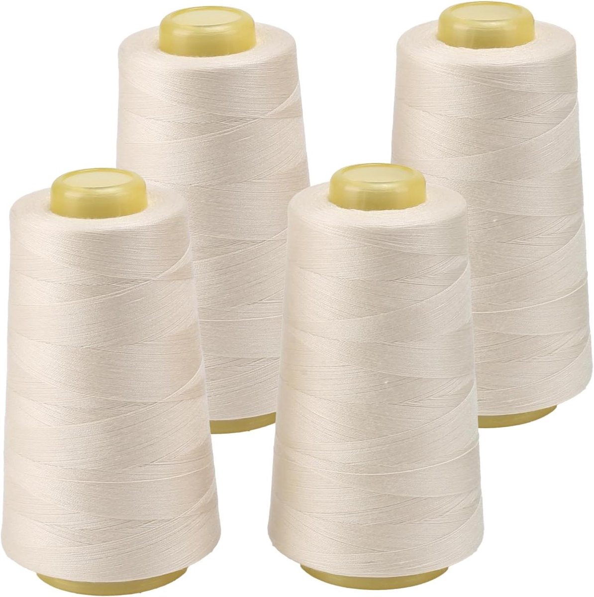 Naaigaren Set - Polyester Garen - Kleding Maken - Hoge Naadsterkte - 4 Rollen 3000 Yards - Beige