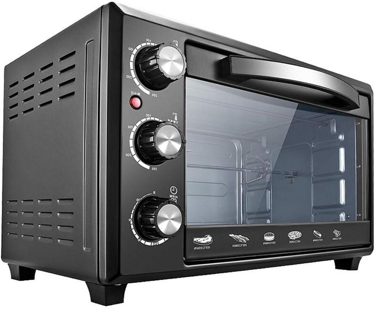 Mini Oven - Elektrische Oven - Bakken en Braden - Met Draaispit - 28L Inhoud - Zilver