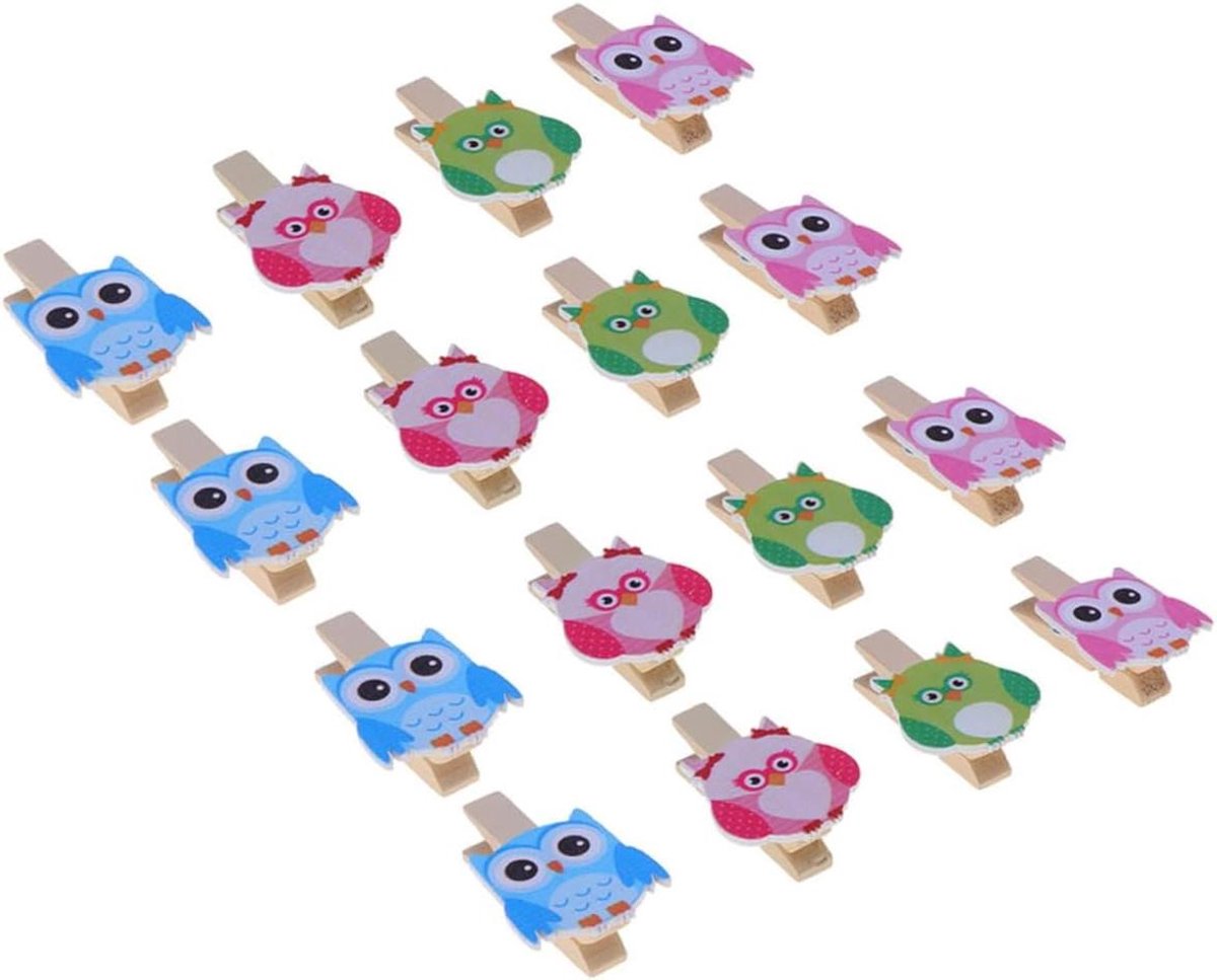 Uil Klemmen - Foto Clips - Decoratie Maken - Houten Materiaal - 40 Stuks - Willekeurig