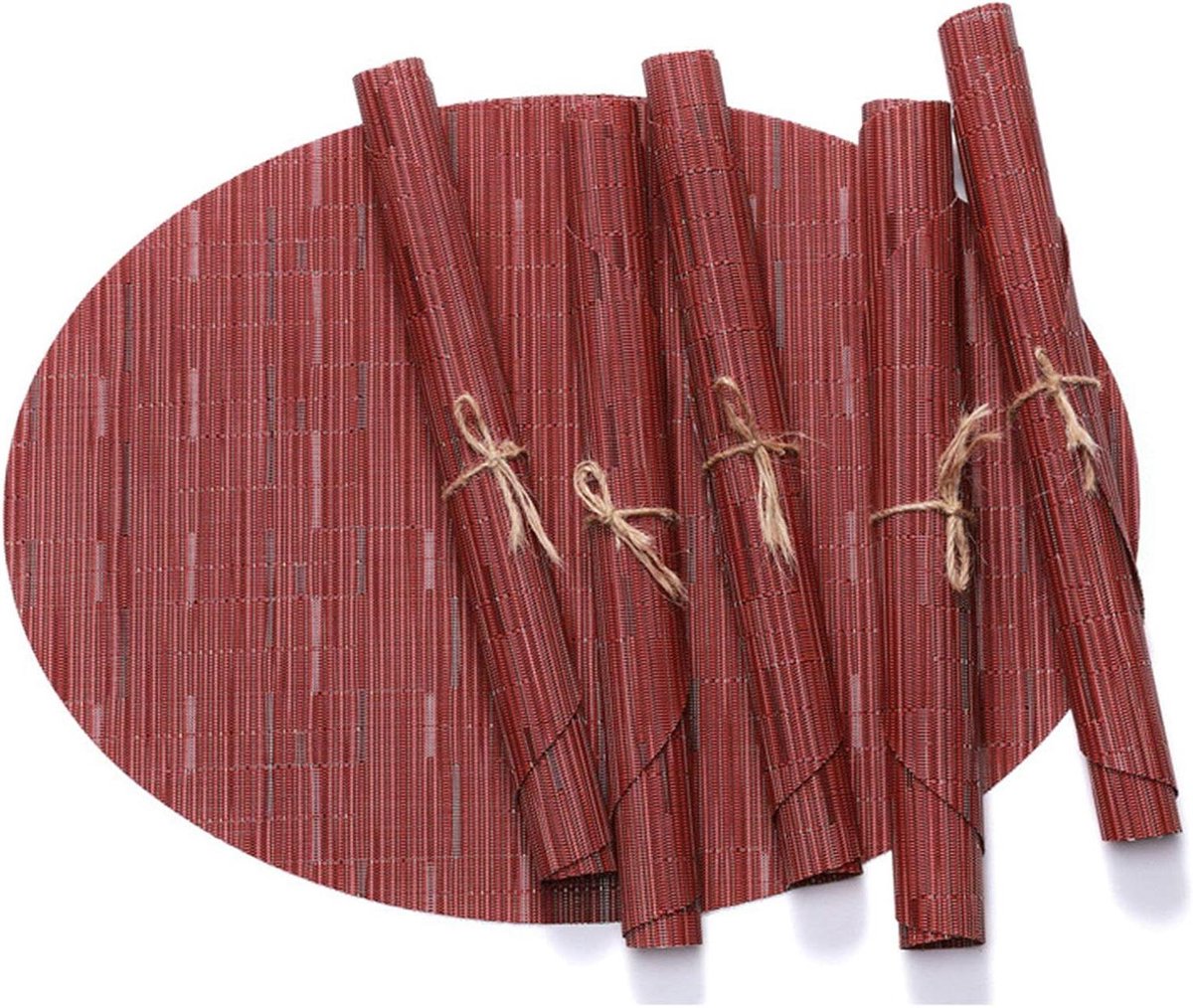 Placemats Set - Tafelmatten - Tafel Beschermen - Waterdicht Vinyl - 45x32cm - Rood