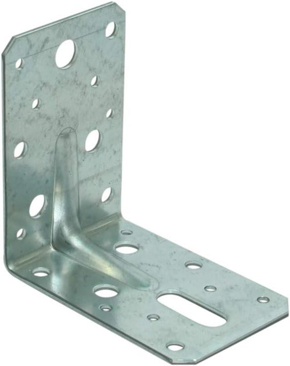 Hoekanker - Versteviging Hoek - Houtverbinding Maken - Met Verstevigingsrib - 90x90mm - Zilverkleurig