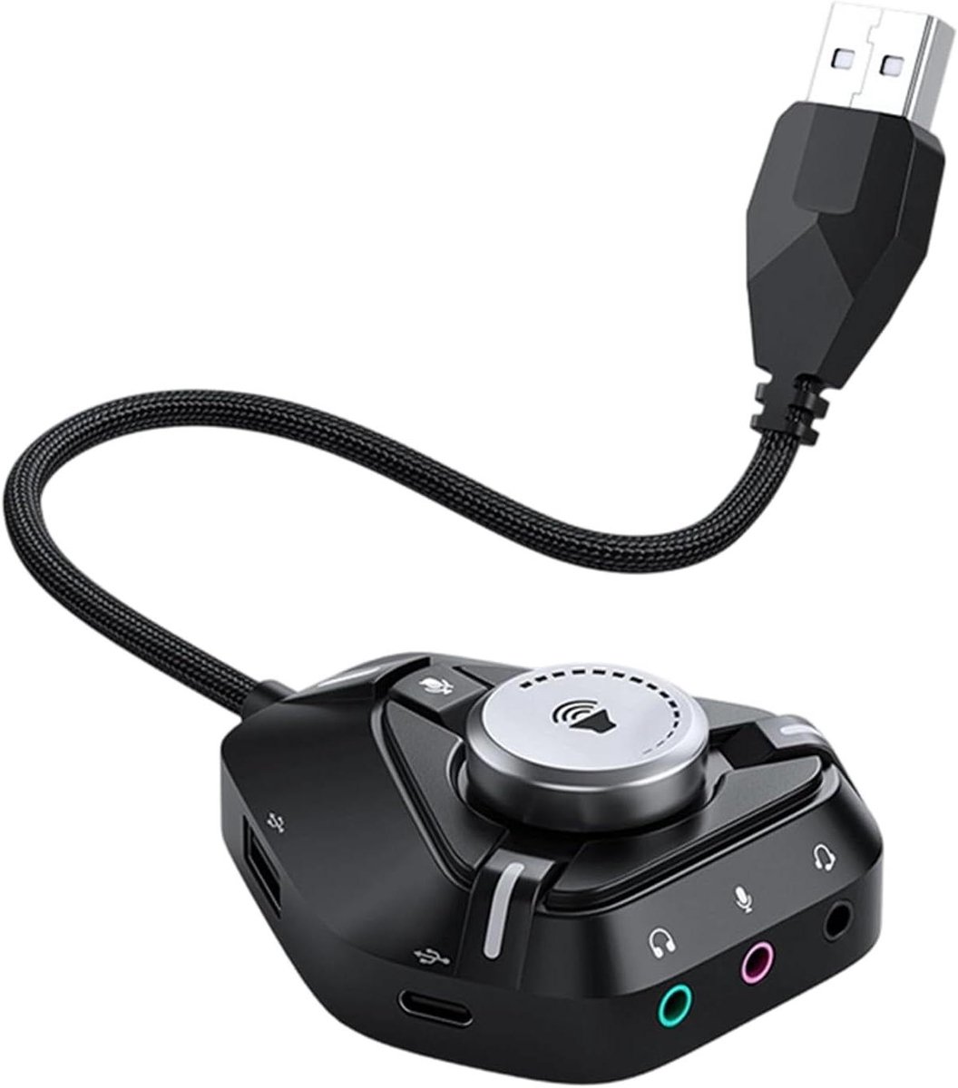 USB Audio Interface - Externe Geluidskaart - Muziek Opnemen - Plug and Play - Compact Formaat - Zwart