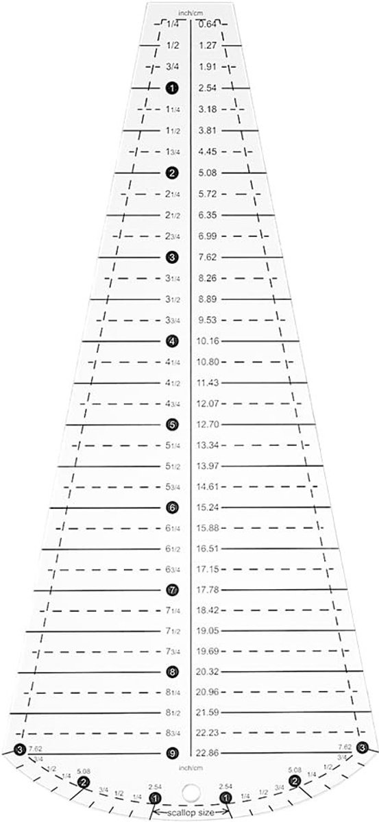 Innovra - Dailygoods - Dailygoody - Acryl Quiltliniaal - Dresden Plaat - Voor Precisie Snijden - Transparant - Quiltbenodigdheden - Ideaal voor Naaien en Deken Maken - 12x28