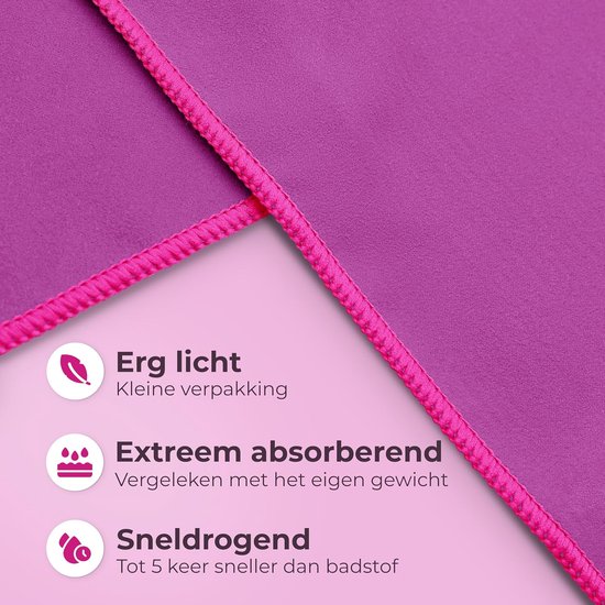 Microvezel Handdoeken - Reishanddoeken Sporthandoeken - Licht Reizen - Super Absorberend Sneldrogend - Set L+M - Roze — afbeelding 4