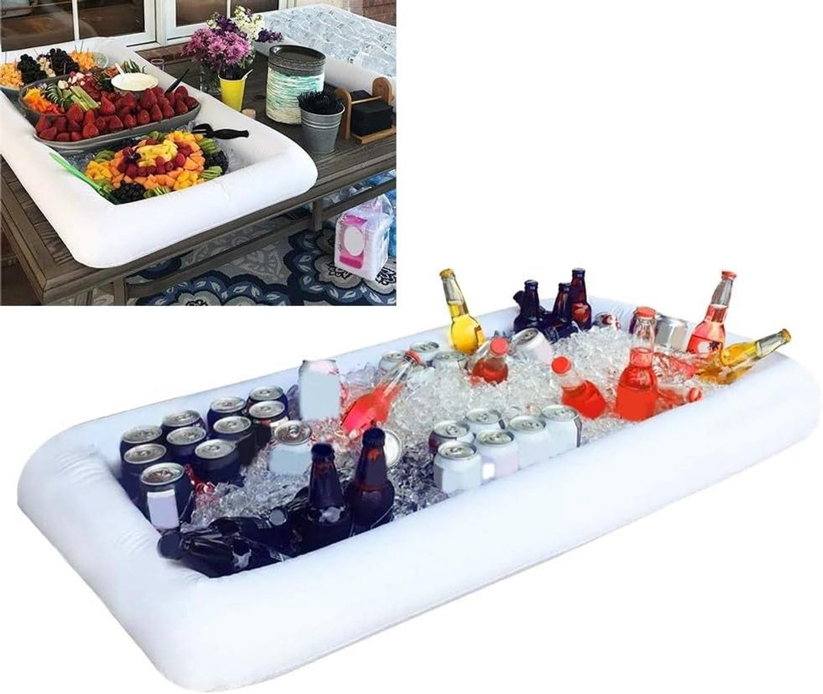 Opblaasbare IJsemmer - Buffet Bar - Feestelijk Serveren - Met Afvoersysteem - 125 cm Lang - Wit