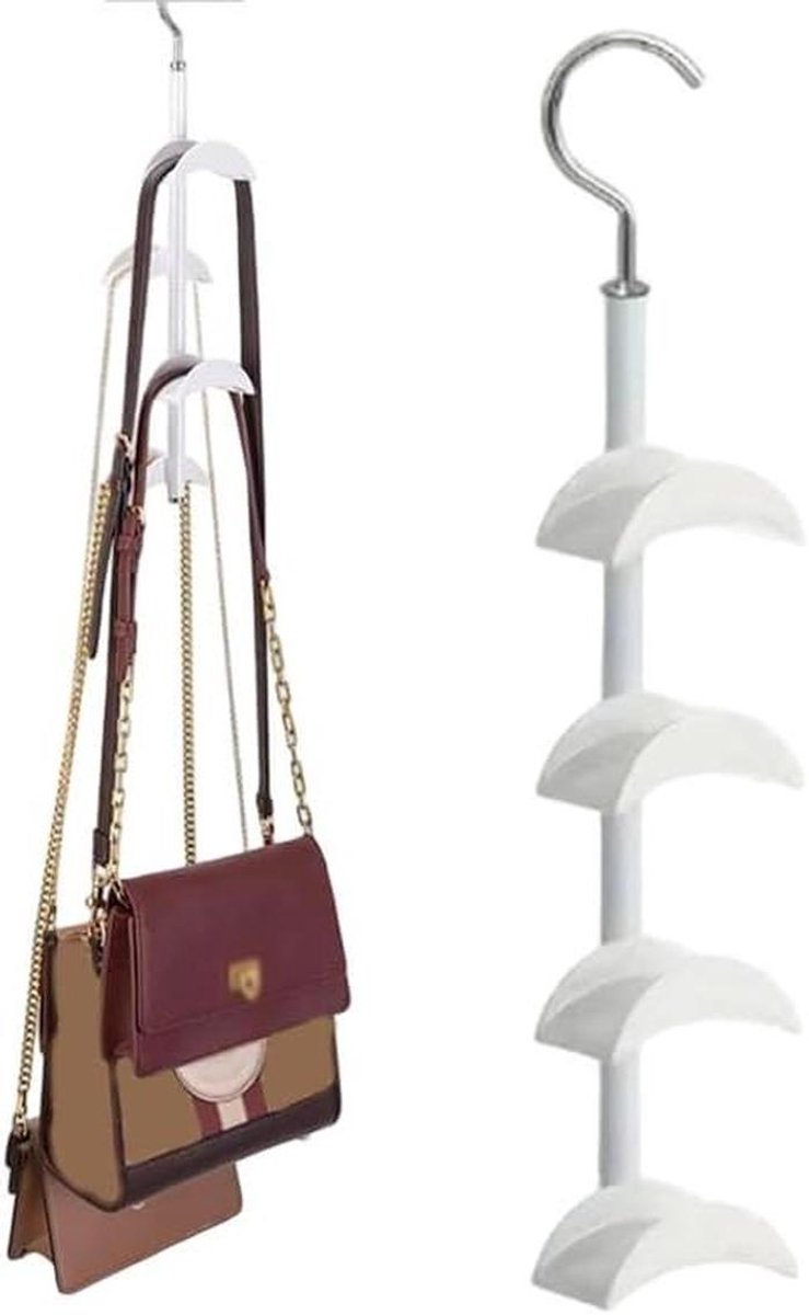 Tas Organizer - Kast Hanger - Garderobe Ordenen - 360 Graden Draaibaar - 39 cm - Wit