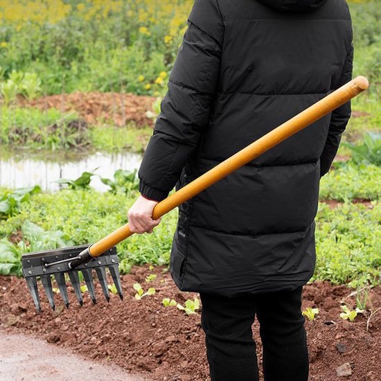 Onkruid hark - Tuin gereedschap - Bodem beluchten - Dubbelzijdig ontwerp - 7 tanden - Grijs — afbeelding 3