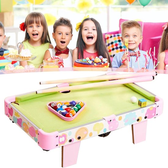 Kinder Pooltafel - Miniatuur Biljartspel - Interactief Spel - Opvouwbaar Draagbaar - 52 x 33 cm - Roze van kinder — afbeelding 5