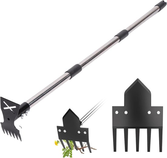 Onkruidsteker Lange Steel - Tuin Hulp - Onkruid Verwijderen - Verstelbare Hoek - 113.5 cm - Zilver — afbeelding 4