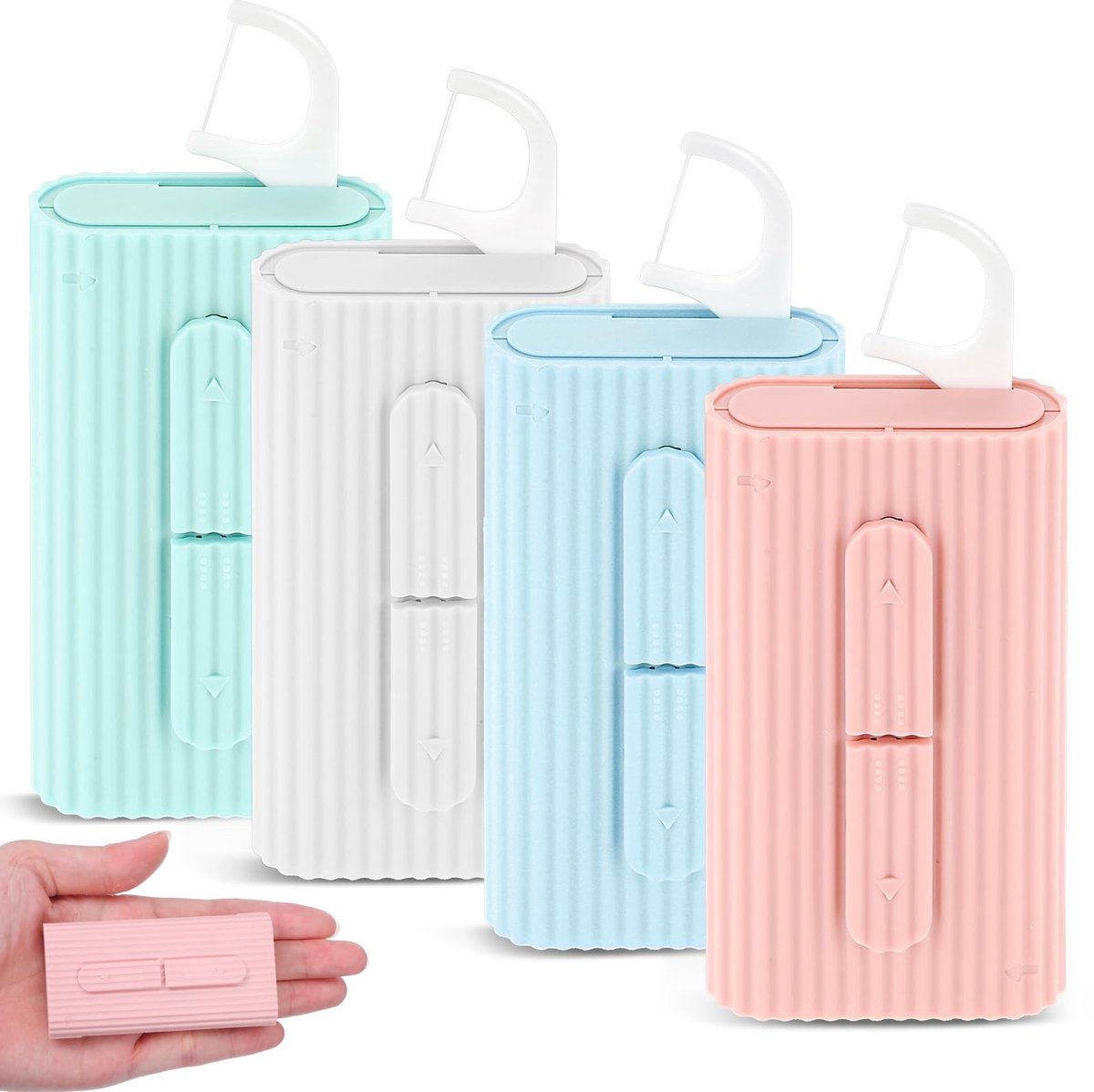 Dailygoods - Draagbare Flosdozen met Tandzijde, 4 Stuks
