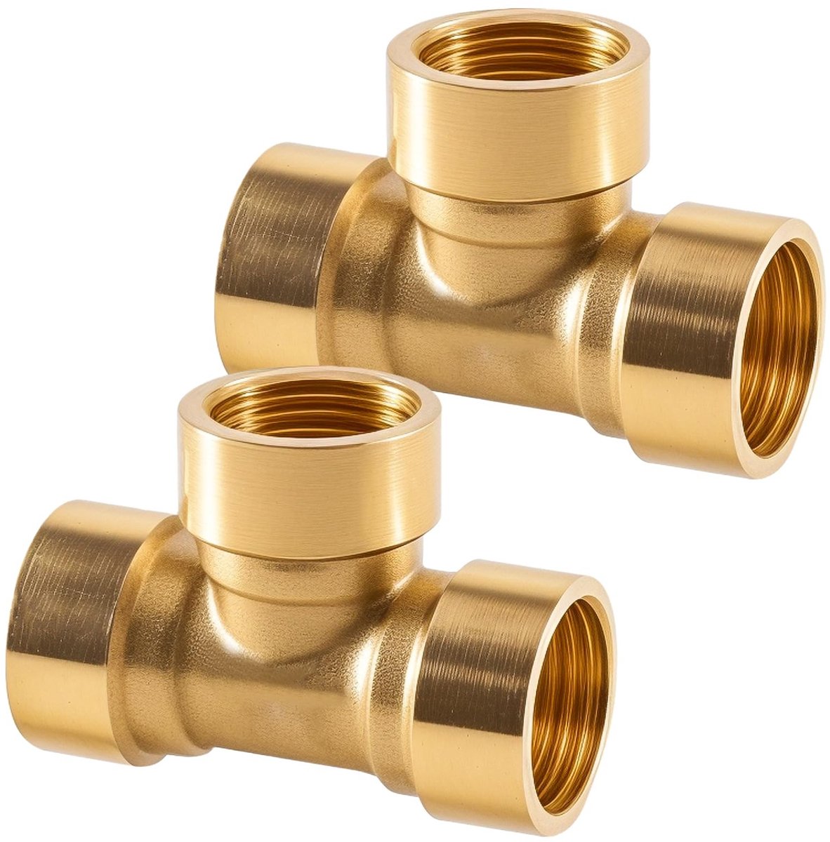 Dailygoods - Messing T-stuk 3/8 inch IG voor Wateraansluitingen (Set van 2)