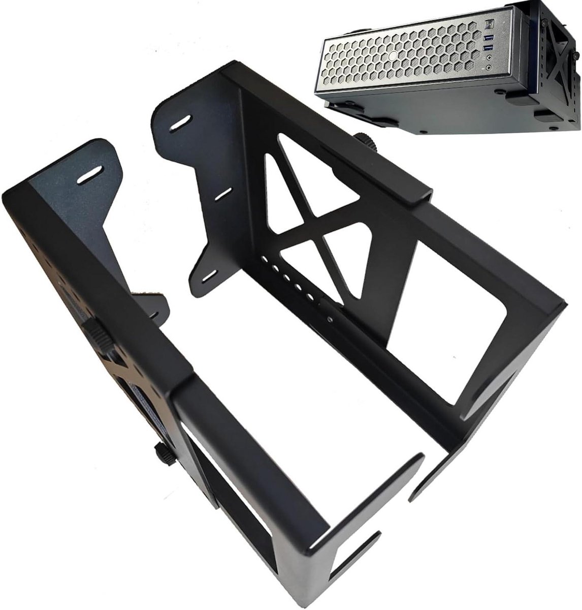 Ondersteuning Computer - PC Houder - Ruimte Besparen - Stabiel Staal - 8.4x17.7x8.4 cm - Zwart