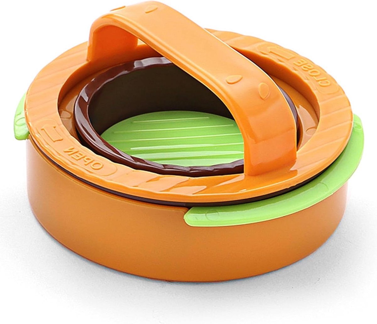 Burger Pers - Patty Maker - Hamburgers Maken - Opvouwbaar Ontwerp - 15 x 13 x 8 cm - Geel