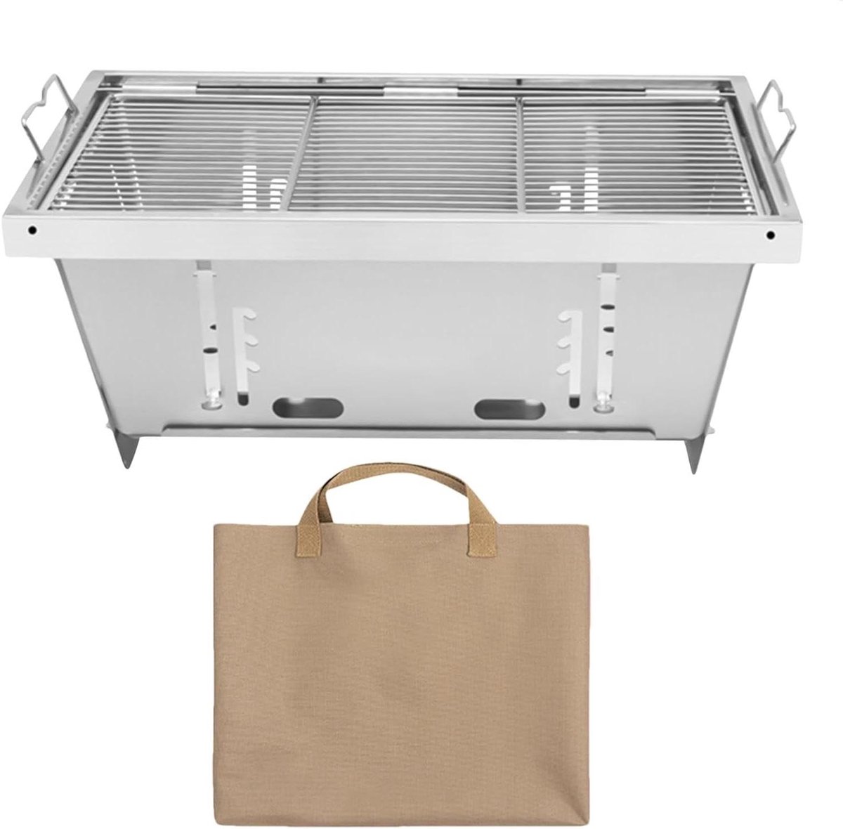 Draagbare Grill - Kampeer BBQ - Buiten Koken - Winddicht Ontwerp - 36 x 25 cm - Zilver
