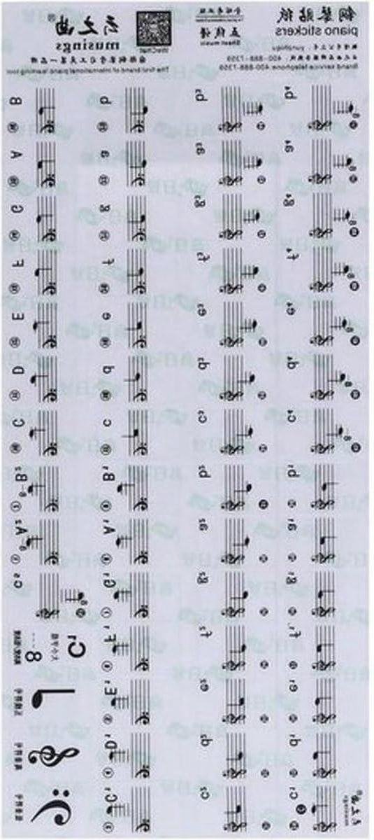 Pianostickers - Keyboard Noten - Muziek Leren - Voor 49-88 Toetsen - Universeel - Zwart Wit