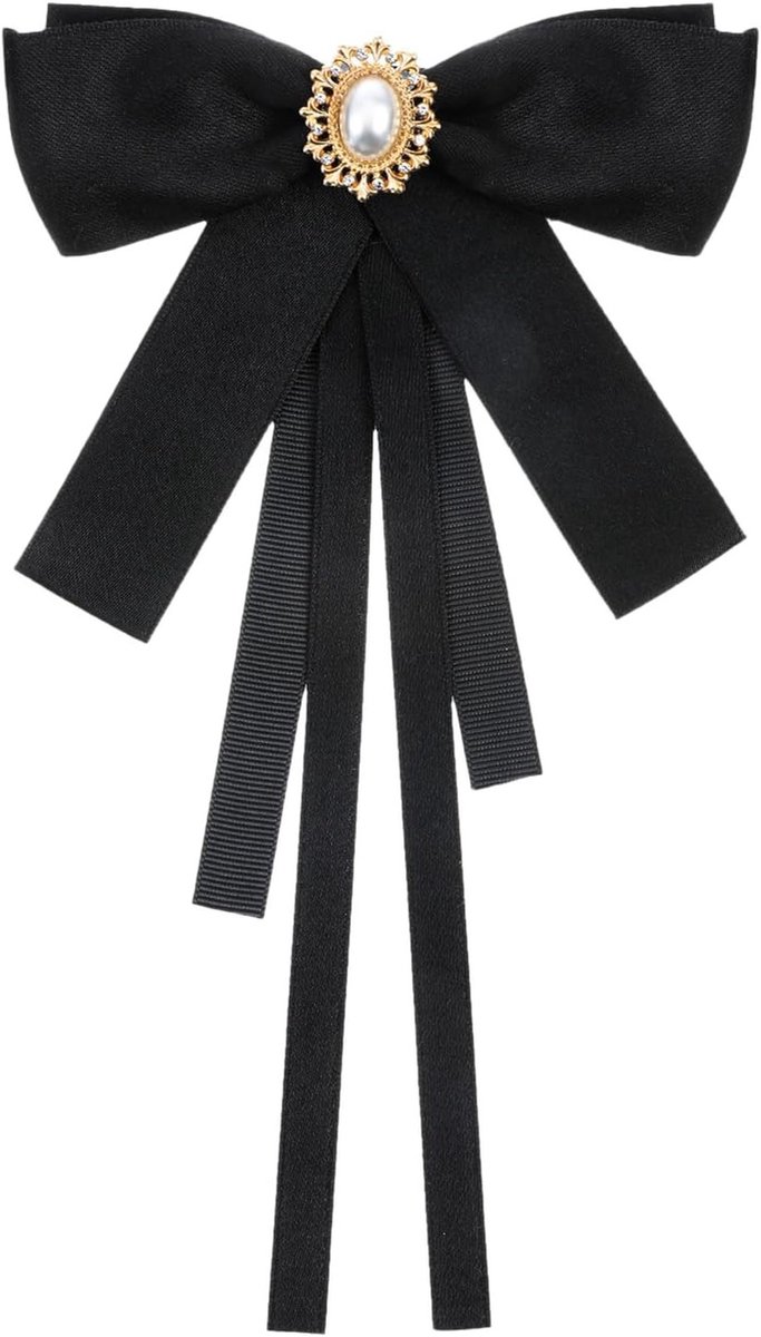Elegante Zwarte Strik met Rhinestone voor Vrouwen, Verstelbare Accessoire voor Uniform, School en Kostuum