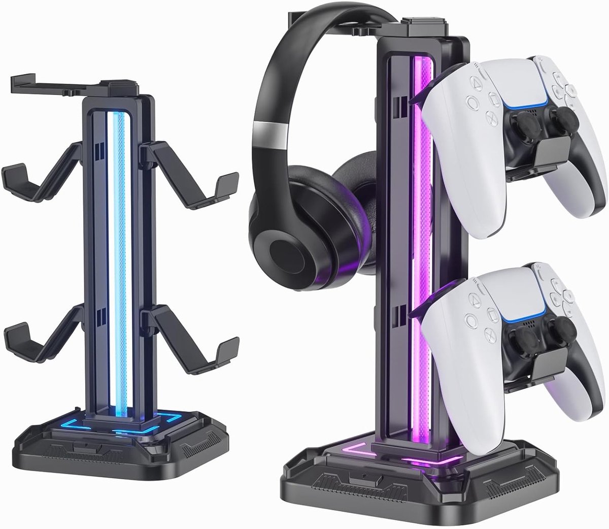 RGB Hoofdtelefoonstandaard met 9 Verlichtingsmodi - Swivel Hoofdtelefoonhouder en Afneembare Controllerhaak voor PC en Gaming Accessoires