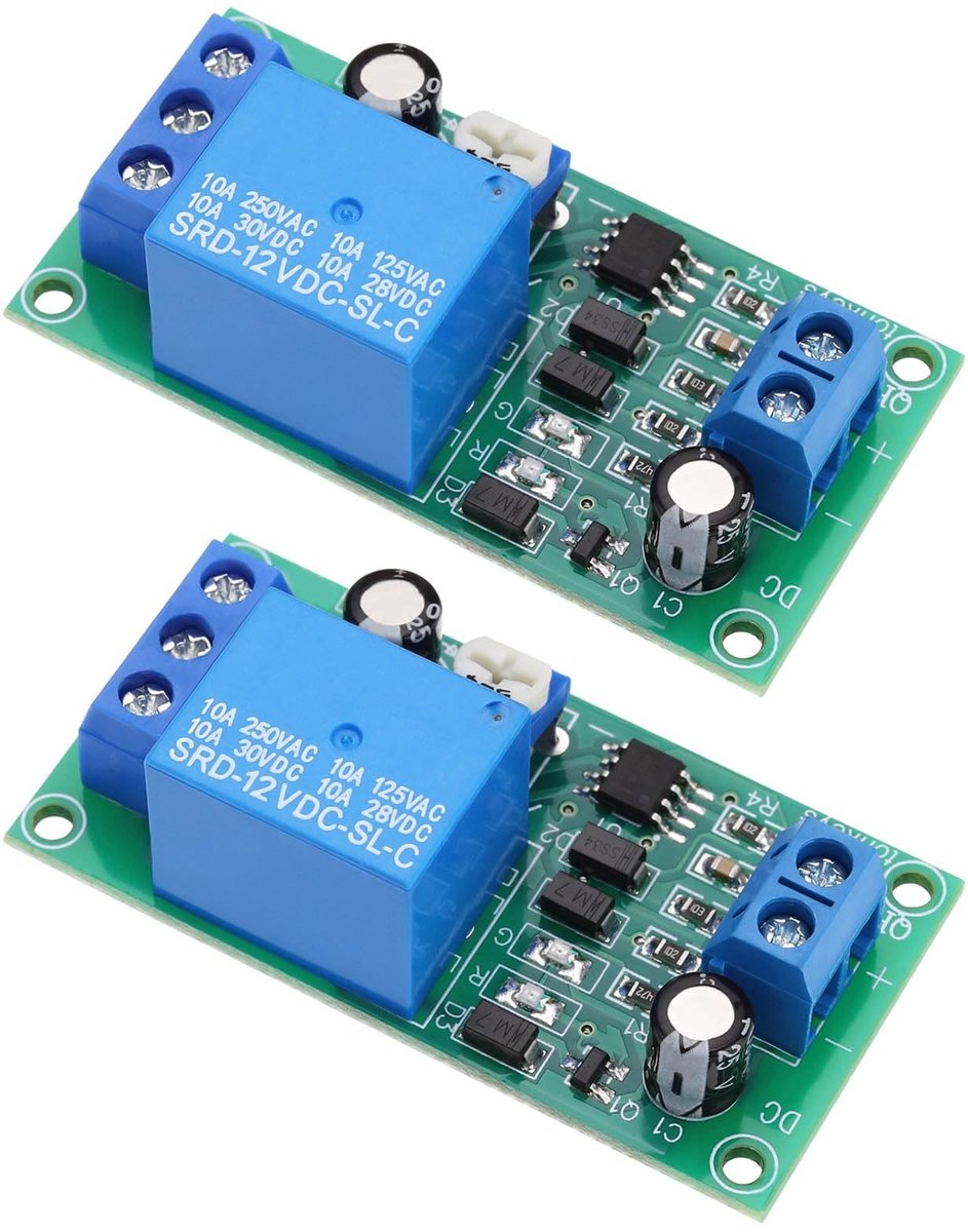 SPHProducts - Tijdsvertraging Relais Module - 12V DC - Verstelbare Timer - 55x28x18.4mm - Vertraging Controller Board - Geschikt voor Thuis en Automot