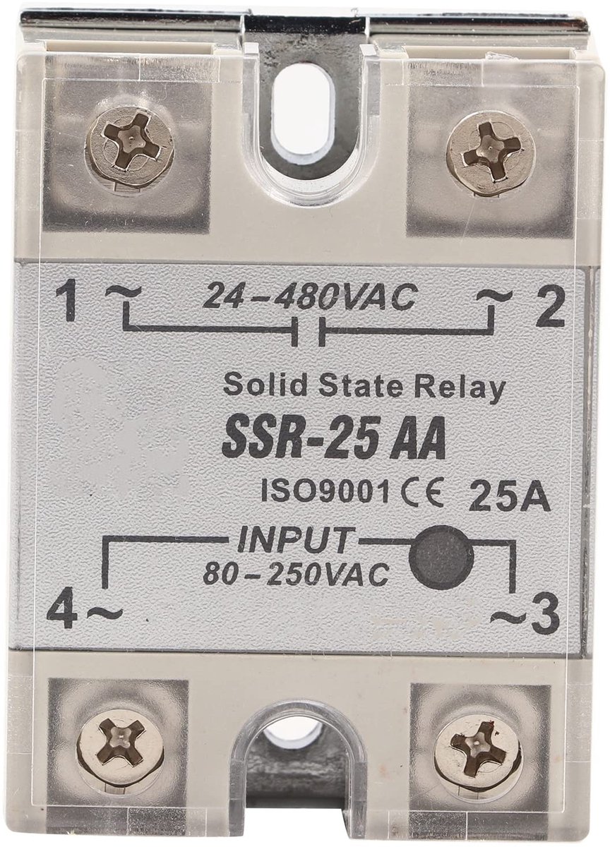 Allecto - Solid State Relais - SSR-25 AA - 240V AC - 25A - Betrouwbaar en efficiënt - Ingang 90-250V AC - Uitgang 24-480V AC - Voor diverse toepass...