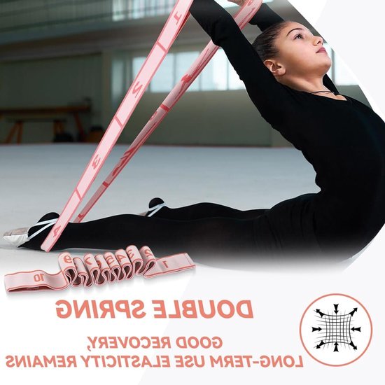 Verstelbare Yoga Stretching Band met 10 Lussen, Ideaal voor Pilates, Dans en Gymnastiek Oefeningen — afbeelding 4