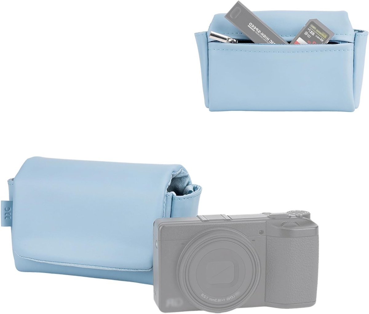 Compacte cameratas van microvezel leer met magnetische sluiting voor verschillende camera's en 2 batterijen