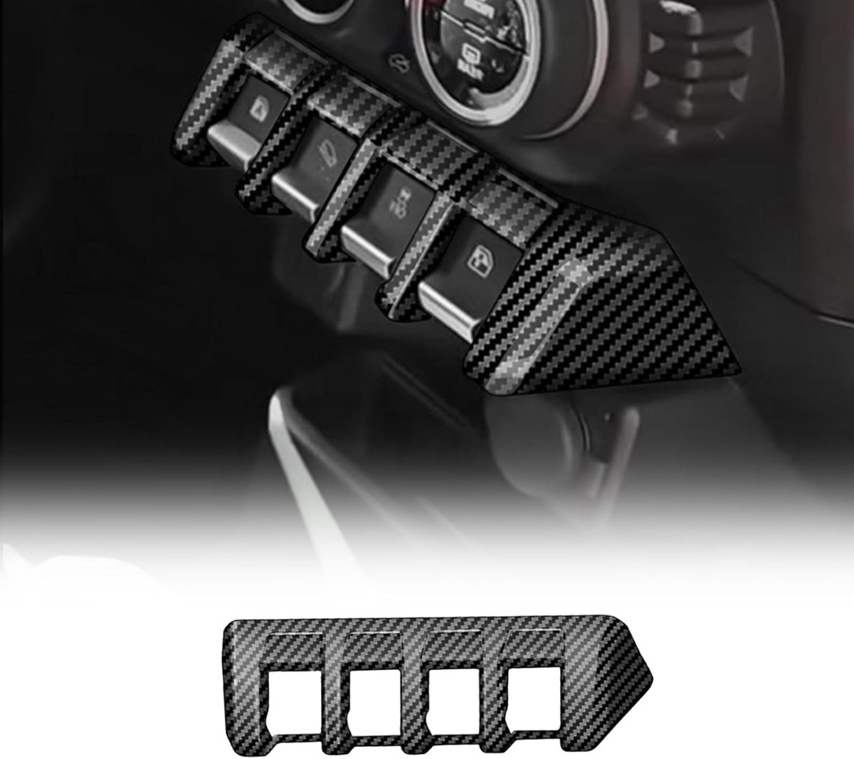 Multifunctionele knop lift schakelaar bedieningspaneel decoratieve plaat voor Suzuki Jimny JB64 JB74 2018-2025, ABS interieuraccessoires met koolstofvezel uitstraling