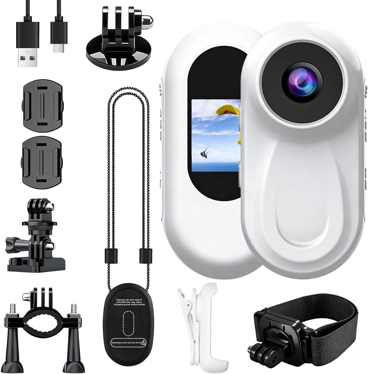 Mini Sports Camera met 360 Graden Nachtzicht voor Vlog en Fietsen - 1080P Magnetische Body Camera met 0.85" Scherm en Multifunctionele Gebruik
