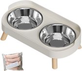 Verhoogde Hondenkommen - Dubbele Voerbak - Comfortabel Eten - Spatwaterdicht Ontwerp - 2x 400ml - Wit