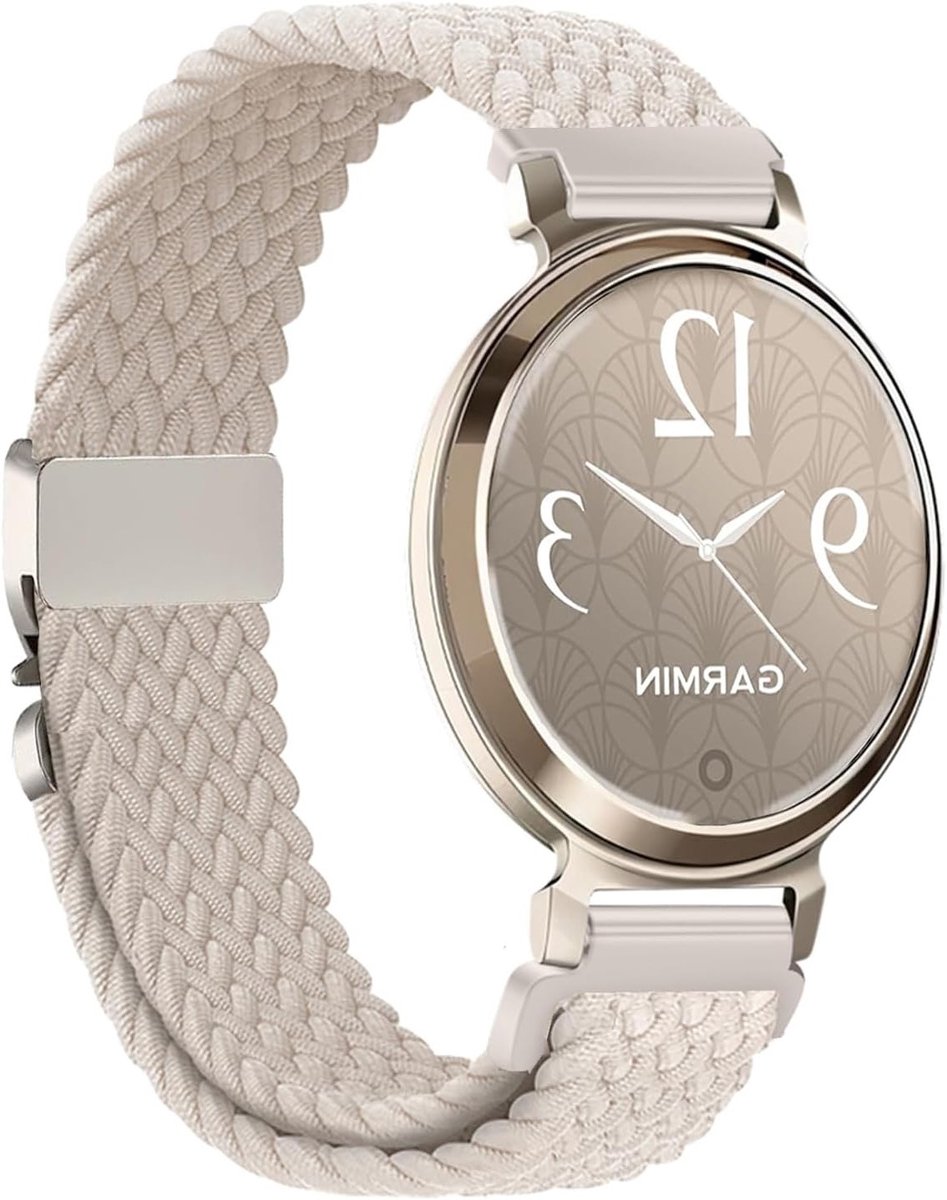 Plecione nylon band van 14 mm voor Garmin Lily 2 Active en Lily 2 Sport, verstelbare parachute sluiting, vervangbare smartwatch band voor unisex gebruik.