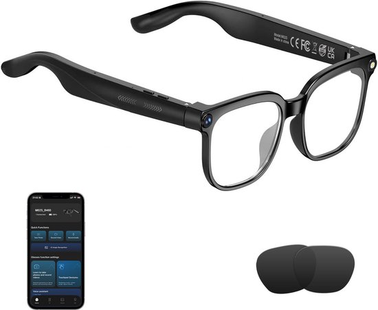 Taishengda -2026 AI-smartbril met camera, 4K HD-video- en foto-opname, 8 MP-camera voor mannen en vrouwen, opnamebril met AI-assistent, objectherkenning, Bluetooth-zonnebril voor op reis, op het werk of voor vlogs